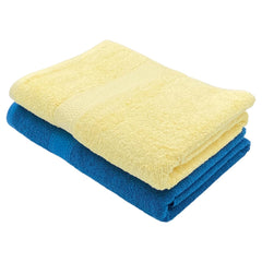 PatPug 100% Indian Ultra Soft Cotton 450 Gsm Bath Towel Large Bath Towel | Highly Absorbent Quick Drying Durable Towel For Men, Women & Kids (Ocean Blue & Sunray Yellow)