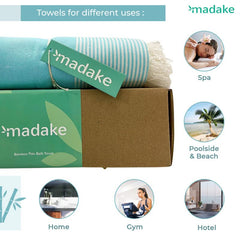 Madake Bamboo Ultra Soft & Thin Turkish Towel 200 Gsm | Quick Dry, Super Absorbent, Anti Bacterial Extra Large Bath Towel For Men & Women (Bermuda Cocktail)