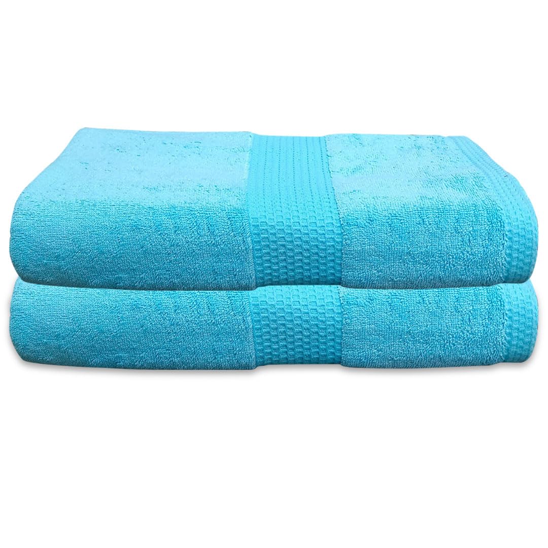 Regency India’S Shizen Export Quality Bamboo Cotton Bath Towels 1200 Gsm (Blue) - Pack Of 2