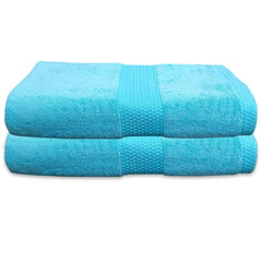 Regency India’S Shizen Export Quality Bamboo Cotton Bath Towels 1200 Gsm (Blue) - Pack Of 2
