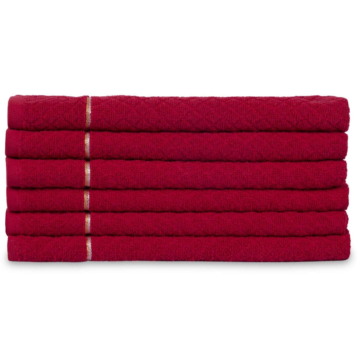 Divine Overseas Cotton Terry Hand Towels 1200 Gsm | Soft & High Absorbent (Red) - Pack Of 6