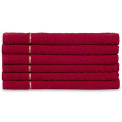 Divine Overseas Cotton Terry Hand Towels 1200 Gsm | Soft & High Absorbent (Red) - Pack Of 6