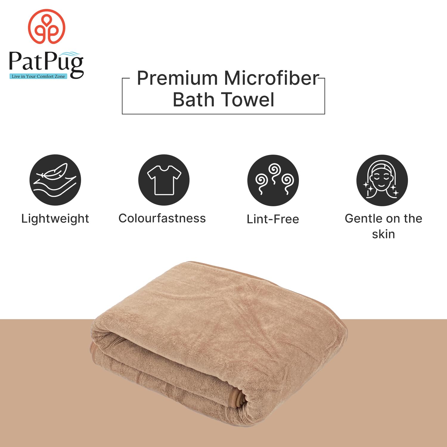 Patpug Ultrasoft Microfiber, Comfortable, Fade Resistant, Highly Absorbent, Quick Drying Large Bath Towel 400 Gsm (Brown)