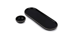 Large Oblong Ceramic Serving Platter, Black Oblong Modern Series | Big Serving Plate Set - Platters Serving Set | Snacks Serving Plates - 1 Serving Platter + 1 Dip Bowl
