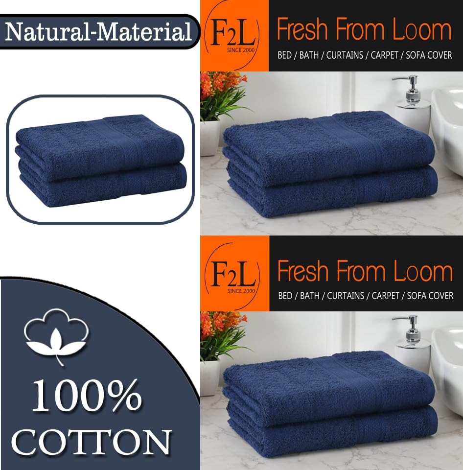 Fresh From Loom Luxury Edition Egyptian 100% Pure Cotton Bath Towel 1200 Gsm | High Water Heavy Soft Dual Stitched Bath Towel (Iris Blue) - 2 Pcs