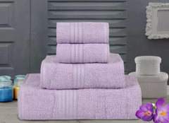 Bombay Dyeing Cotton 1 Bath, 1 Hand & 2 Face Towel Set 1200 Gsm (Pack Of 4) - Tulip R4 Violet