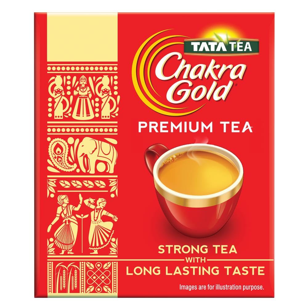 Tata Tea Chakra Gold Premium Tea - 500gm, 17.6 Ounce | Strong Tea With Long Lasting Taste - High Quality Assam Tea | Medium Caffeine Chai Patti