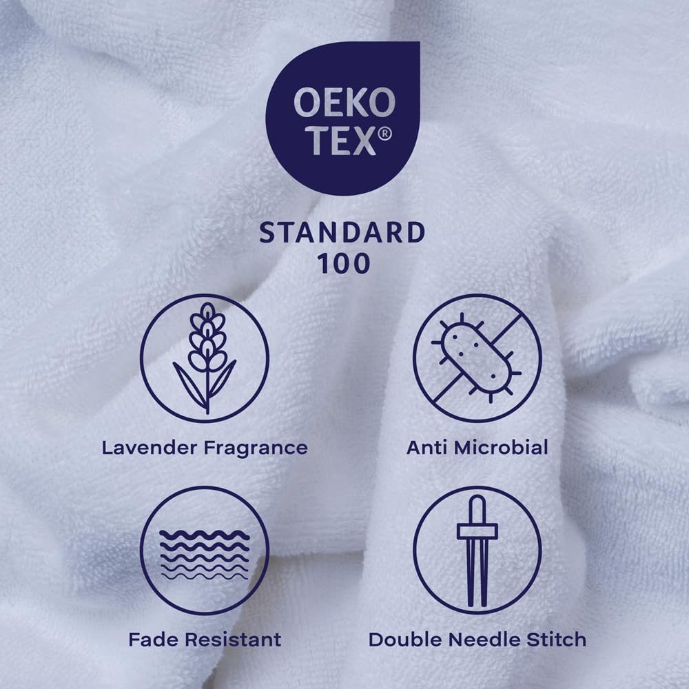 Feather & Spun Lavender Scented Bath Towel 800 Gsm | Fade-Resistant Anti Microbial | Double Needle Stitch | Pure Cotton (Pure Snow)