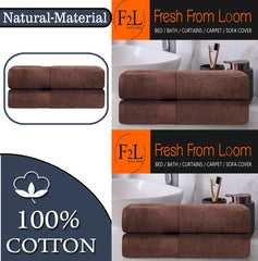 Fresh From Loom Luxury Edition Egyptian 100% Pure Cotton Bath Towel 1200 Gsm | High Water Heavy Soft Dual Stitched Bath Towel (Brown) - 2 Pcs