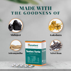 Himalaya Wellness Tentex Forte, Increases Desire, Libido Enhancer | Power Of Ashvagandha & Shilajeet | Strip Of 10 Tabs *10