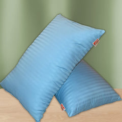 Premium Hotel Quality Soft Polyester Blend Fiber Pillow, Sky Blue - 16x24 Inch | Standard Size, Neck Support, Washable, Removable Cover | Bed Pillow, Comfortable Pillow - Set Of 2