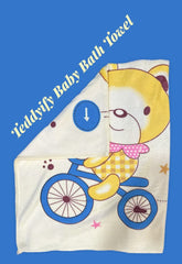 Teddyify Soft Cotton Baby Bath Towel 650 Gsm | Infants, New Born Babies Towel High Absorbent, Soft Cotton Premium Washcloth (Multicolor) - Pack Of 3