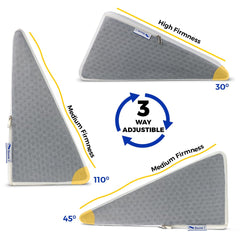 Wedge Pillow, For Ergonomic Posture, Work, Comfort, Recovery, Pain & Sleep, White & Grey | Medium Size, Back Pain Relief, Post Surgery Recovery Pillow, Multipurpose Pillow - Pack Of 1