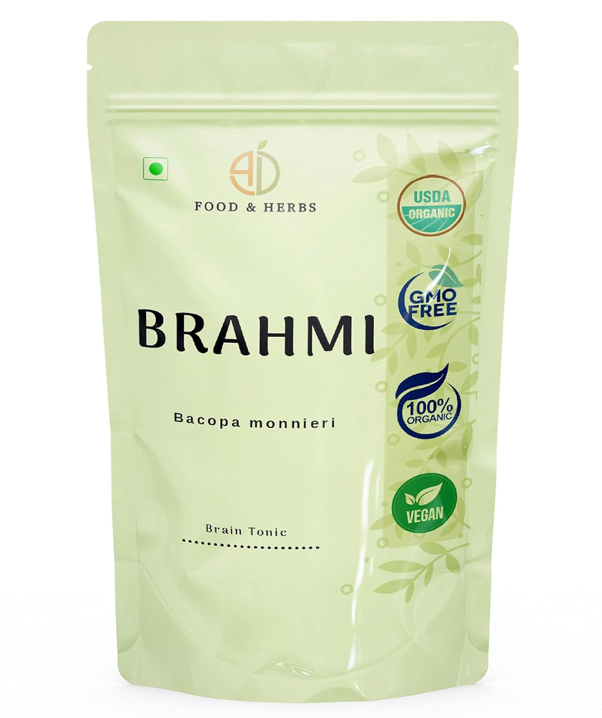 A D Food & Herbs Organic Brahmi Bacopa Monnieri Dried Brahmi Leaves, High - Quality Standards, Helps In Getting A Sound Sleep | 150gm 0.3lbs