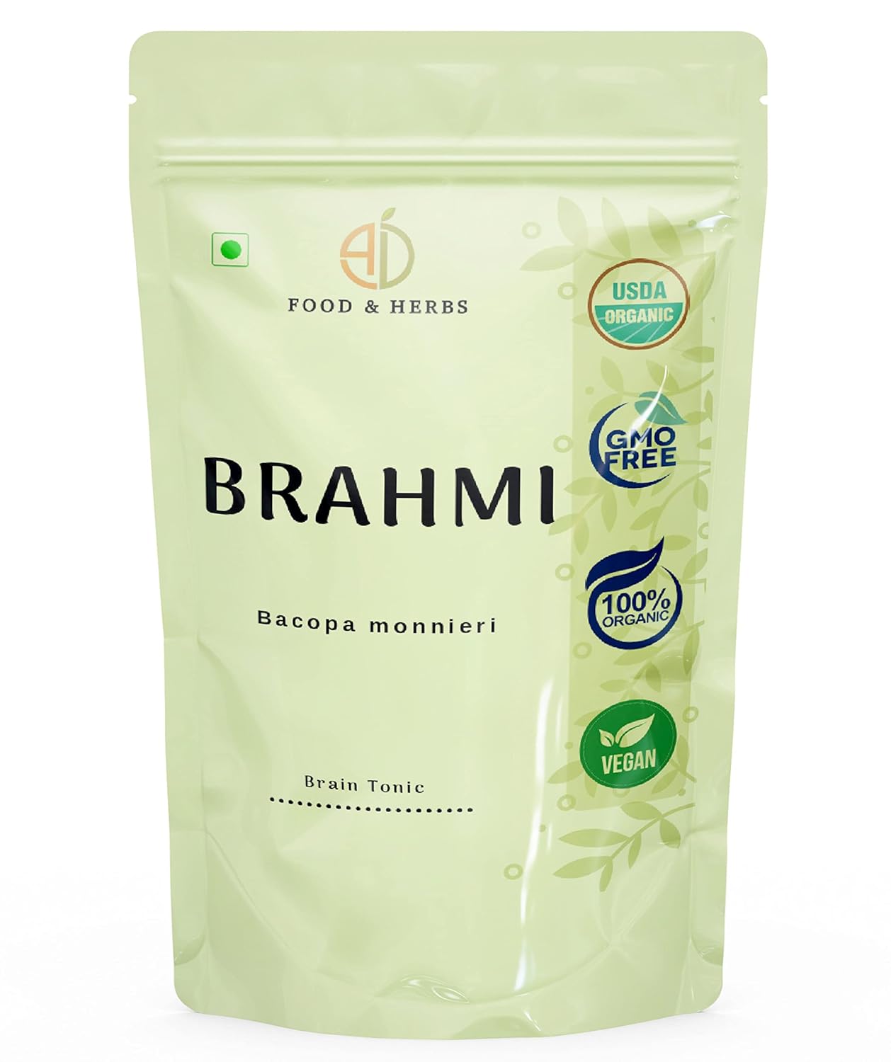 A D Food & Herbs Organic Brahmi Bacopa Monnieri Dried Brahmi Leaves, High - Quality Standards, Helps In Getting A Sound Sleep | 250gm 0.5lbs