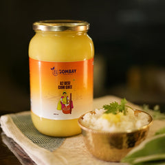 100% Pure A2 Desi Cow Ghee By Bombay Naturals | Traditional Vedic Bilona Method Healthy Nutrients Desi Ghee Good For Good For Bone & Joint Health | (1 Litre) 33.8 Ounce | Jar Pack