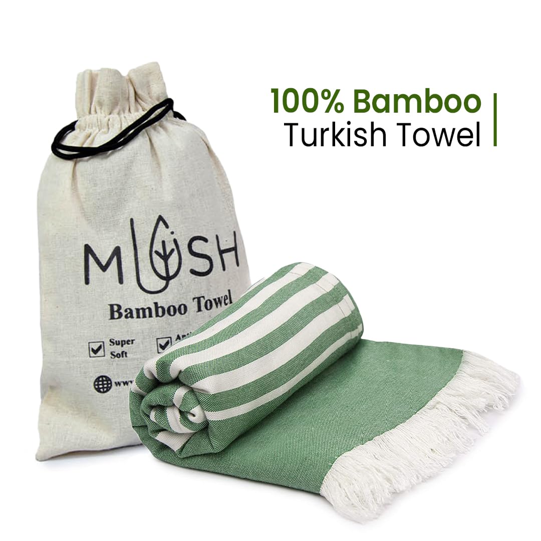 Mush 100% Bamboo Large Bath Towel 280 Gsm | Ultra Soft, Absorbent Light Weight & Quick Dry Bath Towel For Travel, Gym, Beach, Pool & Yoga (Dark Green)