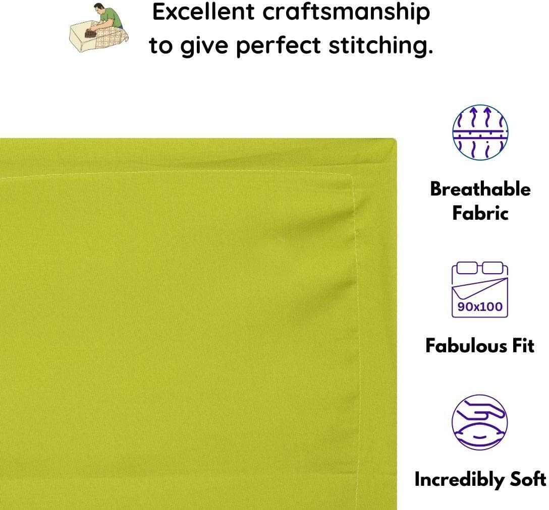 Microfiber Double Bed Bedsheet With 2 Pillow Covers Double Bed Sheet King Size - Size 90 X 95 Inches, Neon Green | 144 TC King Size Perfect Bedsheet