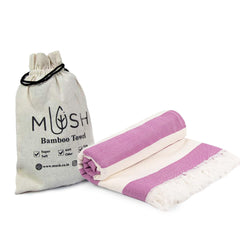 Mush Bamboo Turkish Towel 280 Gsm | 100% Bamboo Ultra Soft, Absorbent & Quick Dry Towel For Bath, Beach, Pool, Travel, Spa & Yoga (Purple Stripes)
