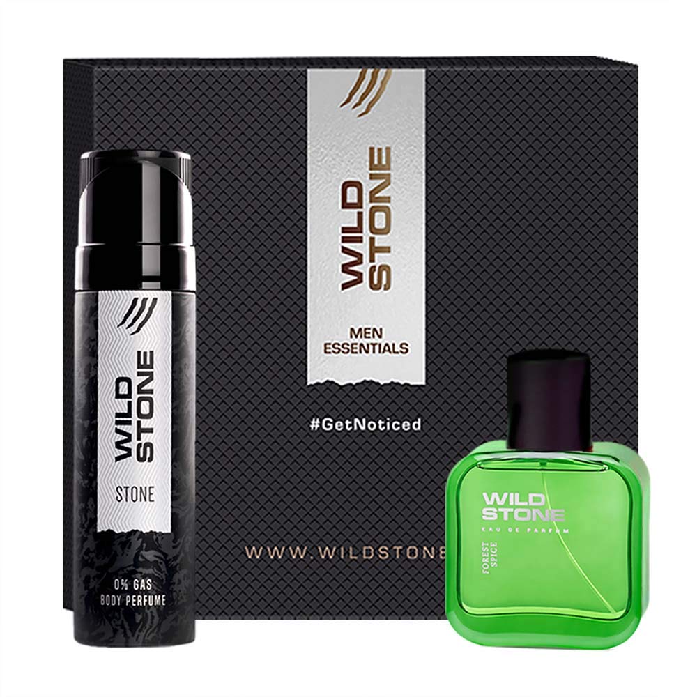 Wild Stone Stone Perfume Body Spray 120ml 4.0 Fl.oz. & Forest Spice Eau De Parfum 30ml 1.0 Fl.oz. | Best Gift Set For Men