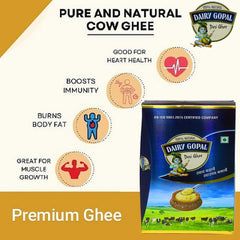 100% Pure Cow Desi Ghee By Dairy Gopal | Good Source Of Vitamins A, D, E & K Healthy Desi Ghee Perfect For Cooking, Frying | (5 Litre) 169.0 Ounce | Tin Pack