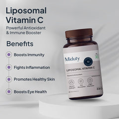 Miduty Liposomal Vitamin C Supplement Bioavailability, Antioxidant Vitamin, Skin Rejuvenation & Immunity Booster Body Detoxification Zeal Technology | 90 Capsules , 150gm 0.3lbs