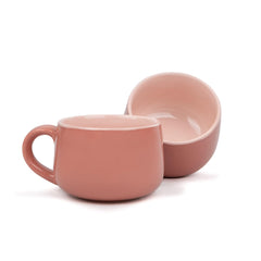 Ceramic Medium Cup Set Of 2 - Pink, 320ml Each | Cup Set Of 2 For Coffee & Tea With Glossy Finish - Premium Stoneware Ceramic Cup | Microwave Safe & Dishwasher Safe