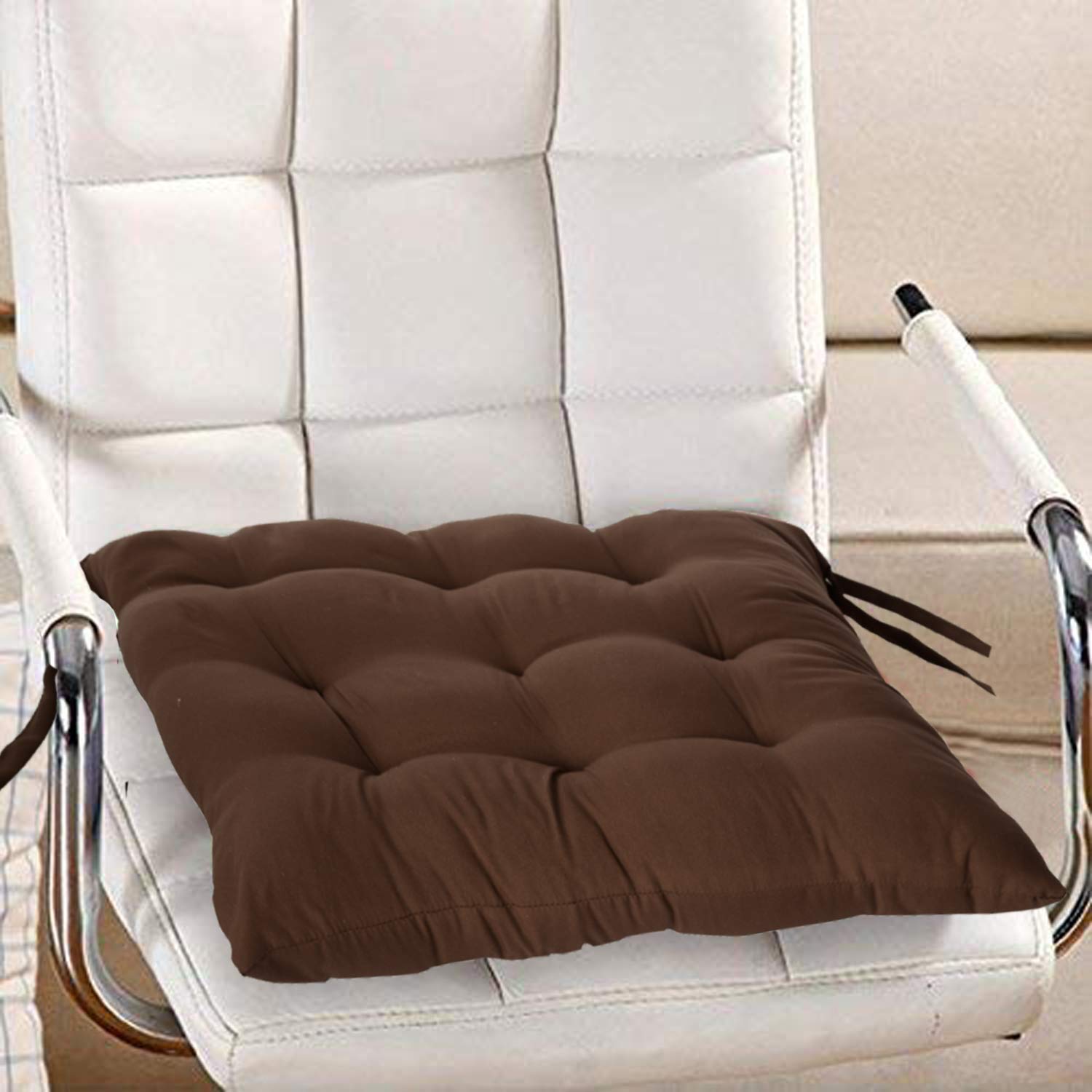 Long Chair Pad, Chair Back Rest Pillow, Rocking Chair Cushion, Brown Color | Glance Cotton Long Seat Cushion | Flower Chair Pad For Meditation | Living Room, Versatile Use, Washable