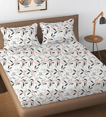 Double Bedsheet For Queen Size With 2 Matching Pillow Cover - 90 X 100 Inches, White & Black | Breathable & Durable, Soft Touch & Perfect For All Seasons