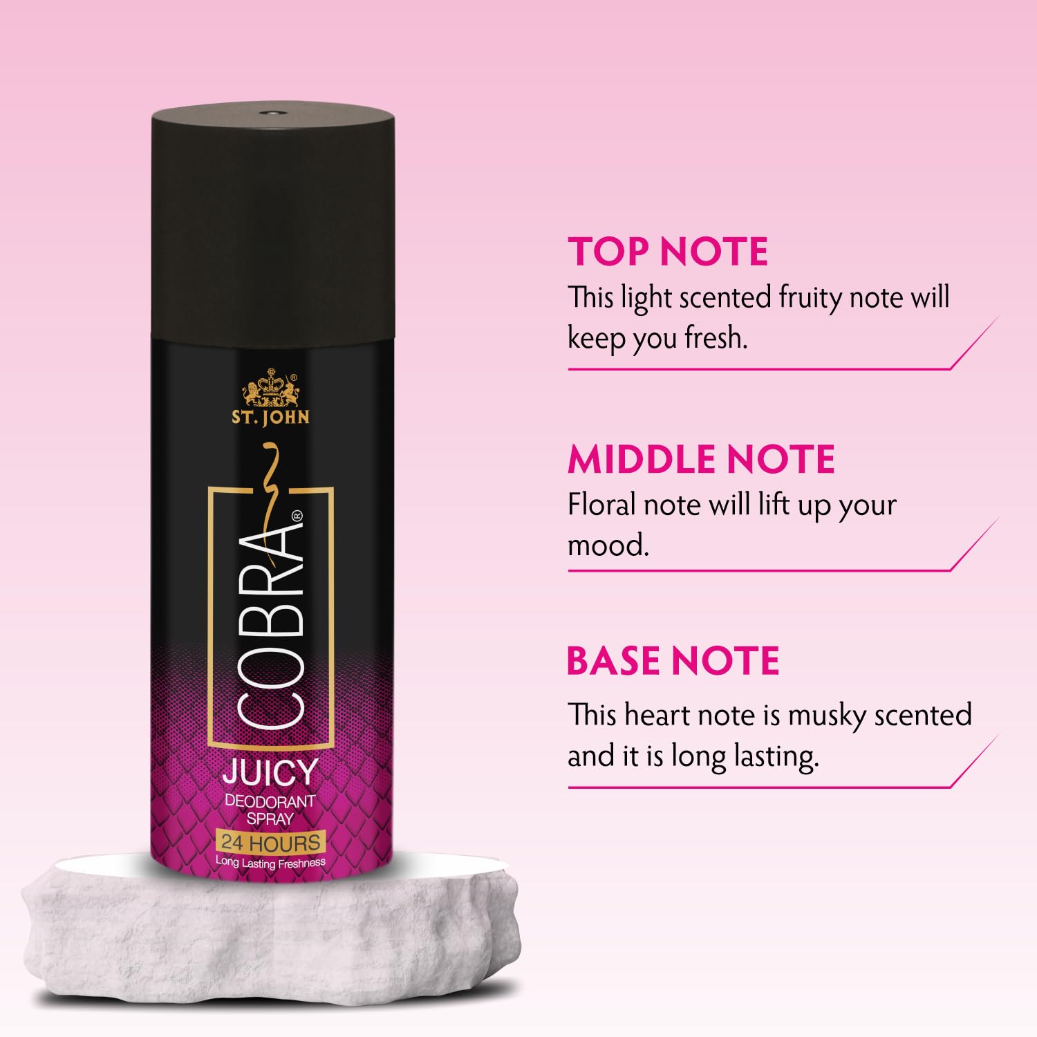 St. john Cobra Live & Juicy Deodorant Spray 300ml 10.1 Fl.oz. Pack Of 2 | Perfect Valentine Gift For Girlfriend & Boyfriend | 24hour Long Lasting Fragrance