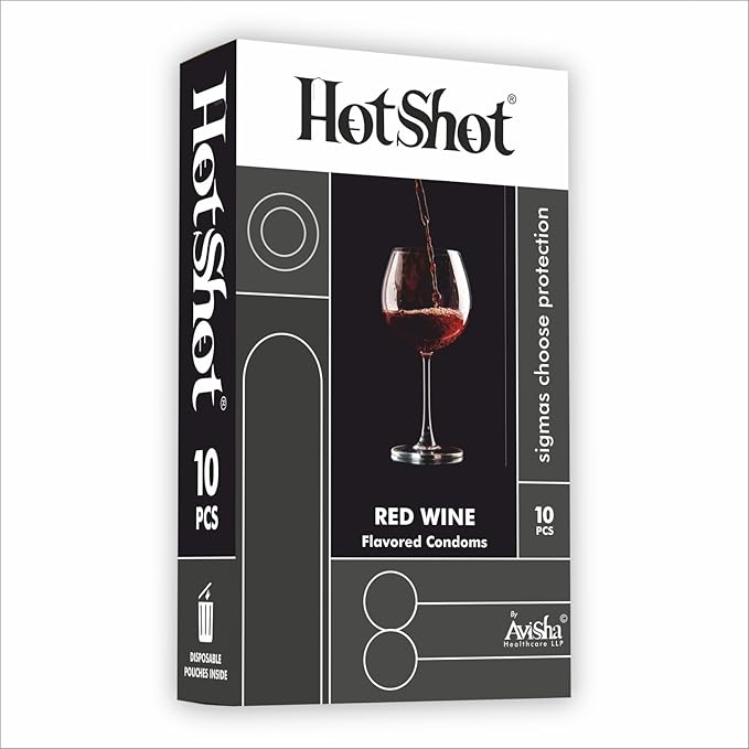 Hot Shot Red Wine Flavored Condom For Men -10 Count