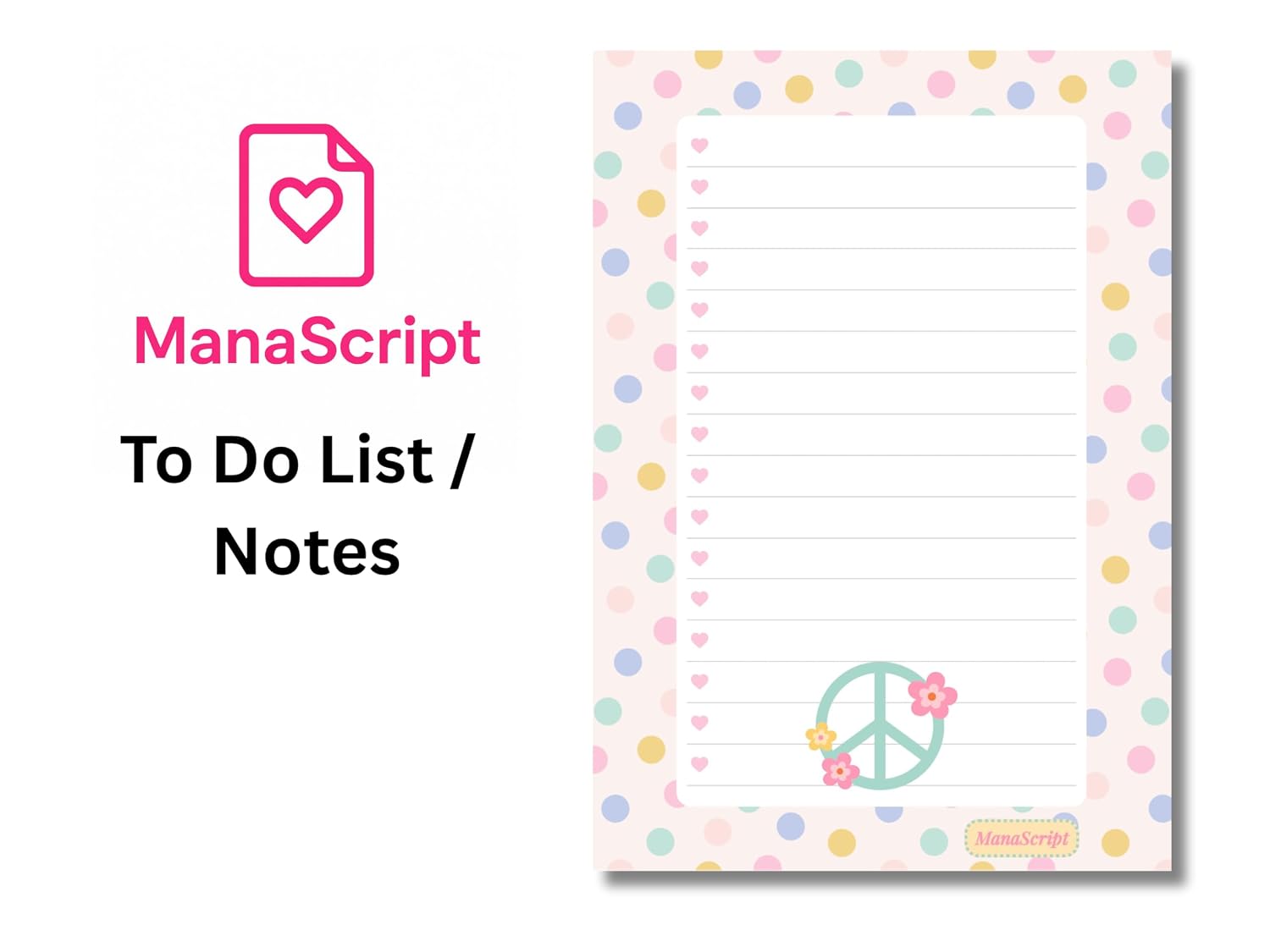 A5 Notes/To Do List Notepad, Beautiful Checklist Pad, Tear-Off Sheets (Peace) Pack Of 1