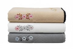 Ivaza Bamboo Face Towel 450 Gsm | Embroidery Boutique Ultra-Soft & Highly Absorbent Reusable Bamboo Fiber Cloths (Multicolor) - 3 Pcs