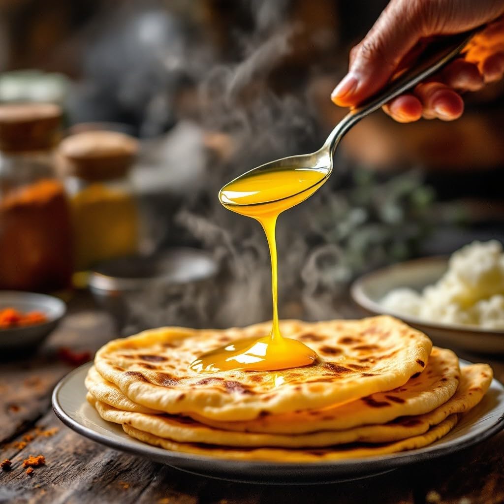 Natural Premium A2 Gir Cow Bilona Ghee With Wooden Spoon By Frilzon | Traditional Bilona Method, Cultured Danedar Desi Homemade Ghee | (1 Litr) 33.8 Ounce | Jar Pack