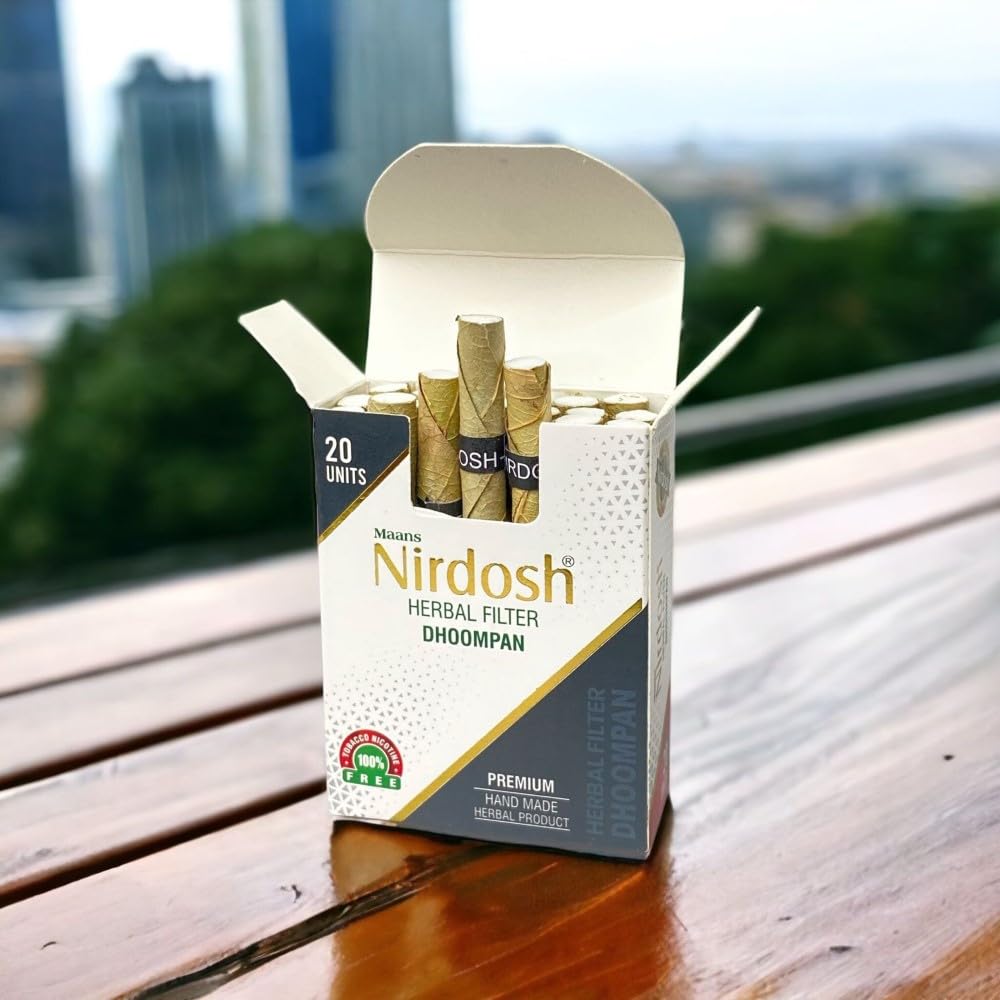 Premium Flavored Herbal Filter Dhoompan Sticks - 20 Pcs Herbal Cigarette | Bidi Sticks Rolled In Tendu Leaves, Non-Addictive Sticks - Tobacco Free & Nicotine Free