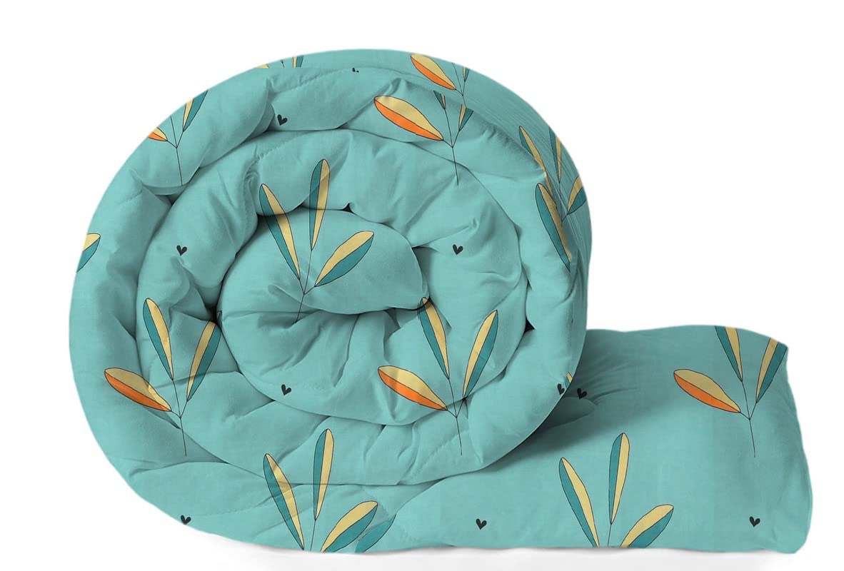 Microfiber Floral Printed AC Comforter Set King Size 1 Double Bedsheet With & 2 King Pillow Covers - 90 X 100 Inches, Sea Green | Suitable For All Weather Season - 4 Pcs Bedding Set