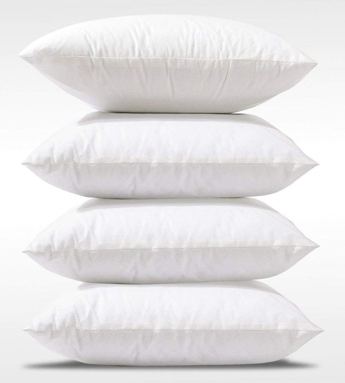 Premium Soft & Fluffy Sofa Pillow Cushions, Bed Takiya & Cot Pillows, White - 16 Inch | Microfiber Filled Throw Pillows For Diwan & Living Room | Lightweight Square, Washable - Pack Of 4