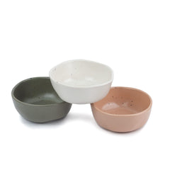 Ceramic Earth Bowl Set Of 3 Pieces For Snacks - 350ml Each, 1 Each Beige, Green, White | Cereal Bowl - Maggie Bowl With Matte Finish | Durable & Microwave Safe