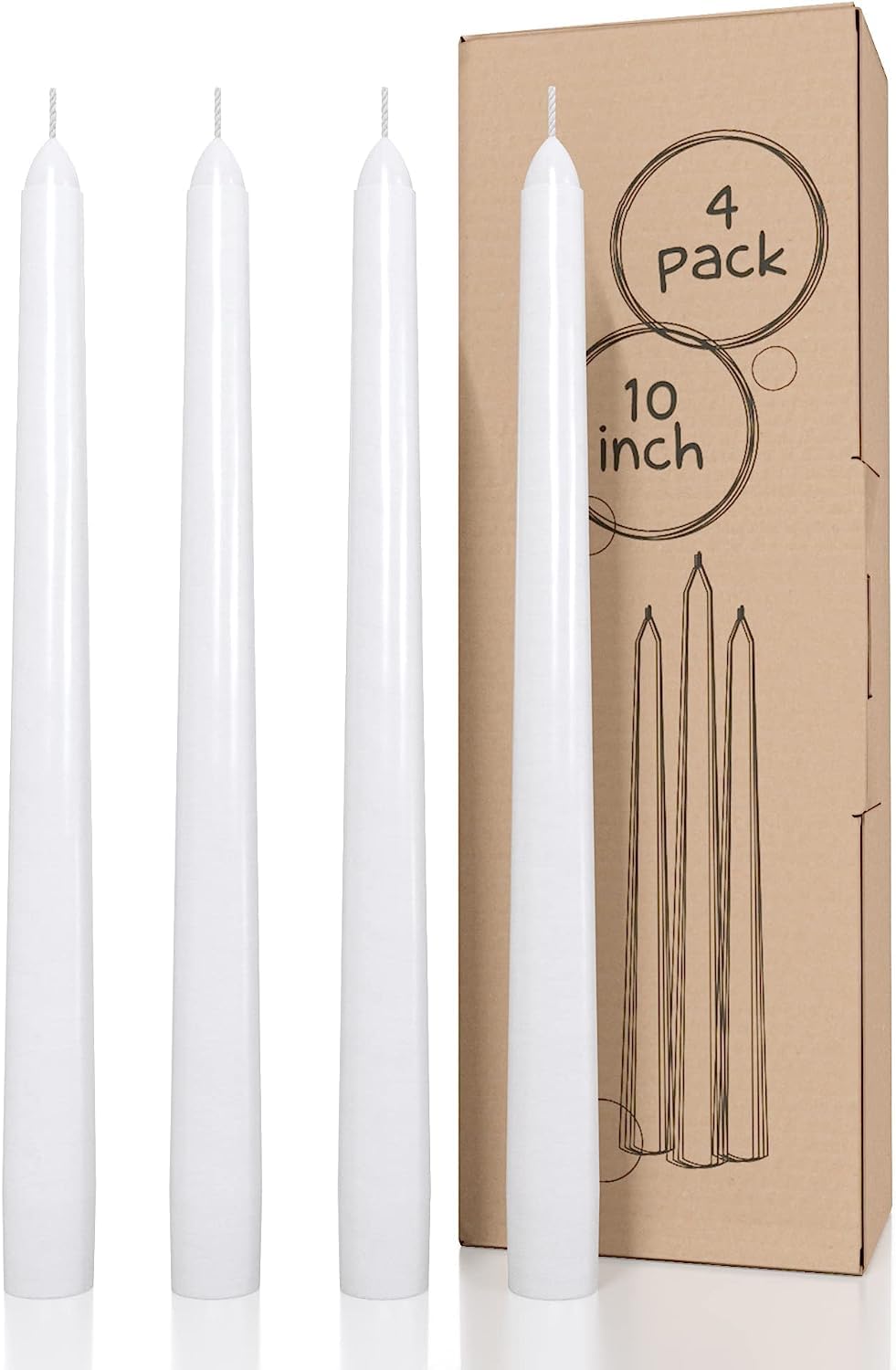 WHITE TAPER CANDLES PACK OF 4 | PERFECT FOR CANDLIGHT DINNER CELEBRATE CANDLES