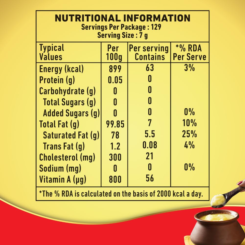 Natural Premium Desi Cow Ghee By Gits | Good Source Of Vitamin A, Delicious Healthy & Nutritious Pure Cow Ghee Perfect For Glowing Skin | (1 Litre) 33.8 Ounce | Jar Pack