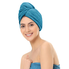 Sassoon Venir Microfiber Hair Wrap Towel 450 Gsm | For Women With Smooth Texture Super Absorbent Quick Dry Hair Turban (Peacock)