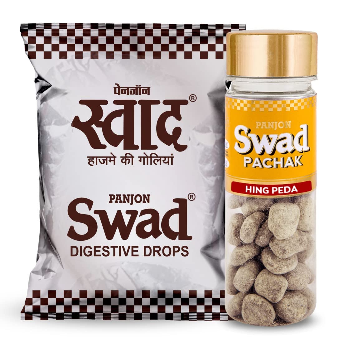 Panjon Swad Digestive 50 Candy Packet & Hing Peda Jar Pack 400gm,