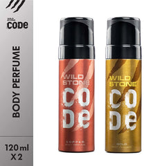 Wild Stone Code Copper & Gold No Gas Body Perfume 240ml 8.1 Fl.oz. For Men Pack Of 2 | Long Lasting Fragrance