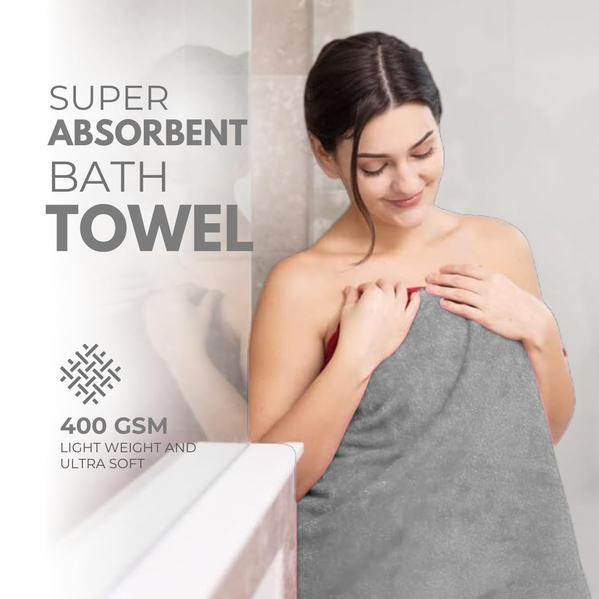 Black Gold The Finer Touch Microfiber Bath Towels 500 Gsm | Super Absorbent, Lightweight, Ultra-Soft, Fade Resistant (Grey)