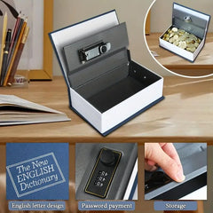 Label Book Locker Dictionary Stainless Steel Hidden Safe Jewellery Box, Cash Locker For Home & Office (18 X 12 X 5.5 Cm) Colour - Blue, Lock Type - Combination