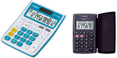 Casio MJ-12VCB-bu 300 Steps Check & Correct Colourful Desktop Calculator (Blue) & Casio HL820LV-BK Portable Calculator With Flap Cover