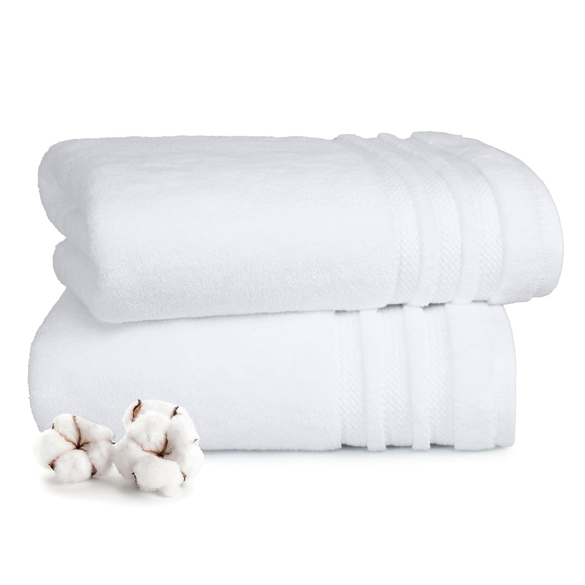 Mytrident Finesse 100% Cotton Bath Towels 1200 Gsm (White) -2 Piece