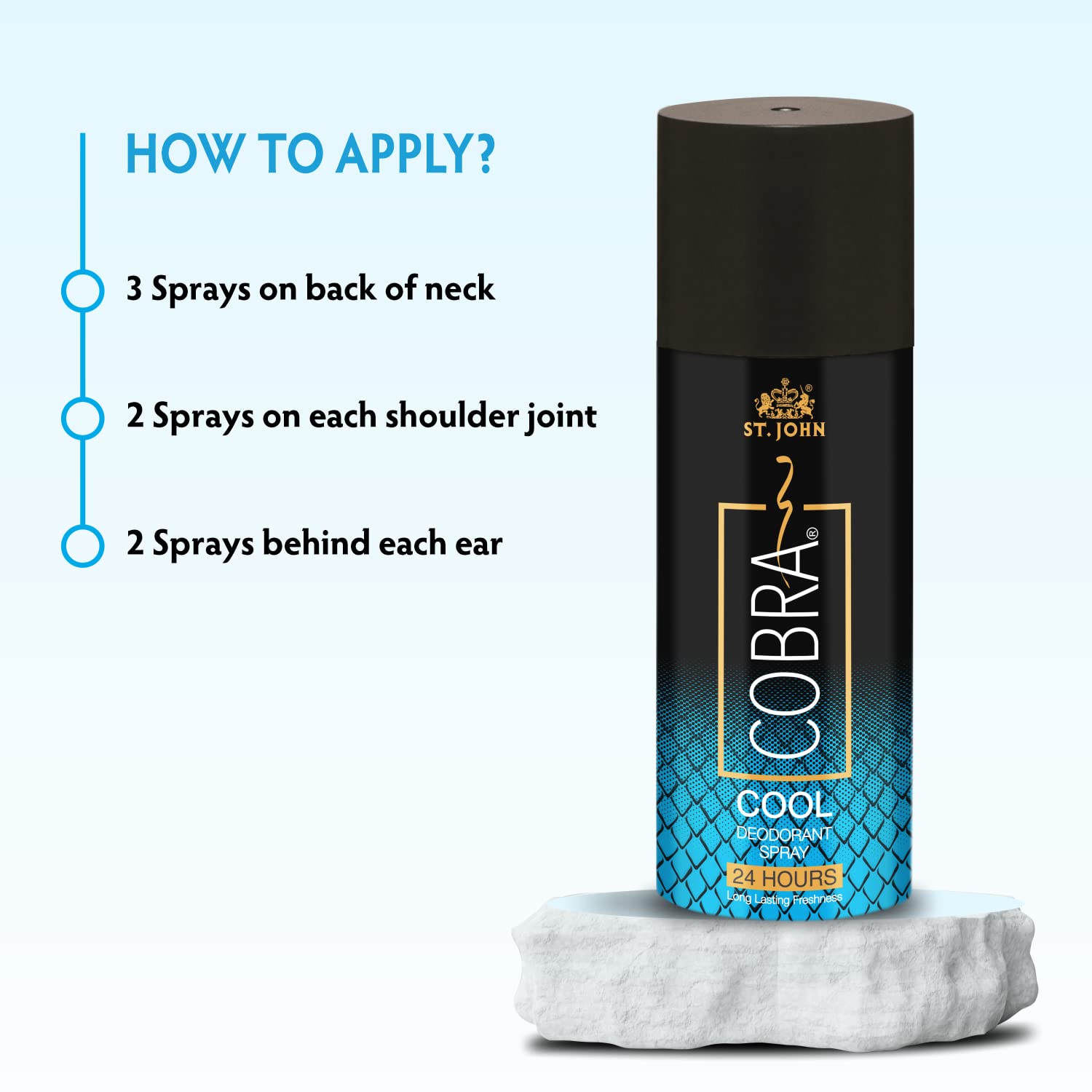 St. John Cobra Cool Deodorant Spray 150ml 5.0 Fl.oz. | Perfect Birthday Gift For Brother | Long Lasting Fragrance