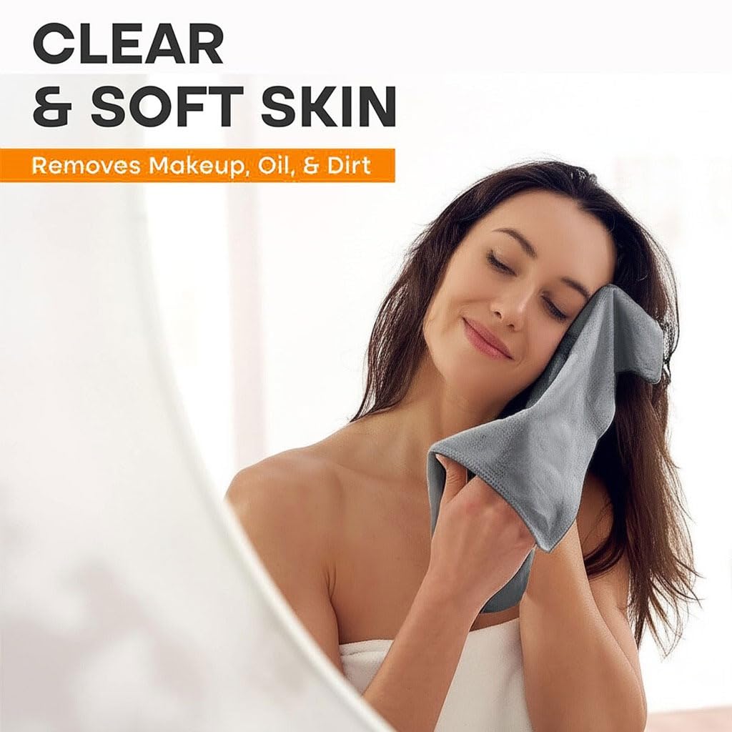 U & U Unique Utilities Microfiber Face Towels 400 Gsm | Gym Towels For Men & Women | Super Soft & Ultra Absorbent (Grey & White) -Set Of 4