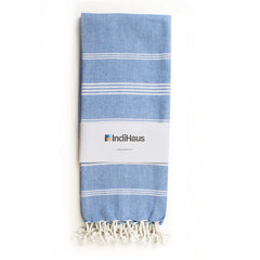 Indihaus Premium Extra Large Cotton Towel 250 Gsm | Soft, Absorbent & Comfortable Quick Dry Bath Towels Large Size (Blue)